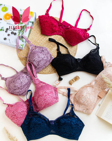 (32-42)b/c Beautiful Flower Pattern Light Padded Non Wired Bra (011)