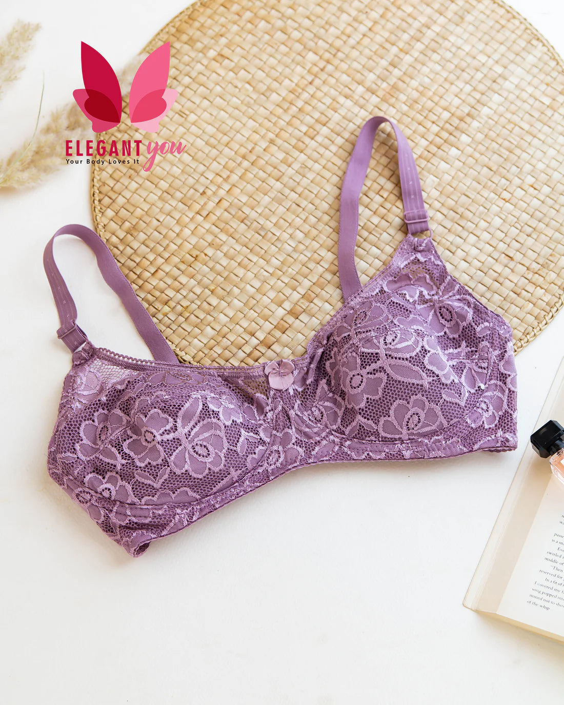 (32-42)b/c Beautiful Flower Pattern Light Padded Non Wired Bra (011)