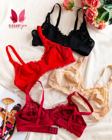 (32-42)Summer Friendly Elegant Cotton Net Elegant Bra half cup (024)