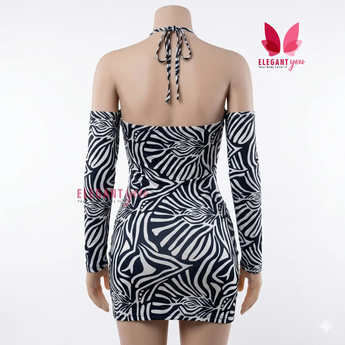 (34-40)Milk Silk Leopard Print Cut-out Bikini Dress (W)