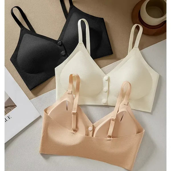 (32-38)b Seamless Front Button|Feeding Soft Comfort Jelly Bra