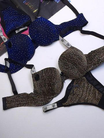 (34-40)b Moonlight Padded Pushup Bra Panty Set (027)
